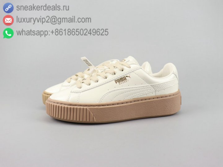 Puma Basket Platform Trace KR Wns Women Shoes White White Leather Size 36-40